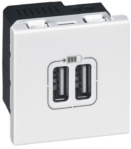 Розетка 2хUSB тип A+A Legrand Mosaic для кабель-канала Metra 1-м. 2 мод. белый картинка